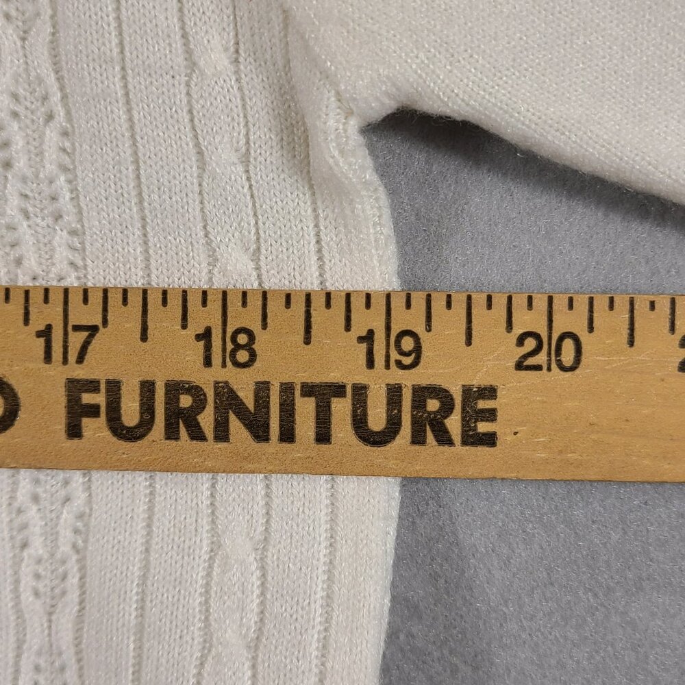 Vtg Koret White Mock Neck Pullover Sweater Short Sleeve Zip Back Size Medium? - Picture 6 of 6